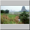d&ouml;rfliche Landschaft bei Yangshuo -  Reisfelder, Bananenb&auml;ume, Bew&auml;sserungskan&auml;le und Karstberge