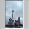 Shanghai - auf dem Huangpu-Flu&szlig;, der Fernsehturm (�Perle des Ostens�, h&ouml;chster Fernsehturm Asiens, 468 m) in Pudong