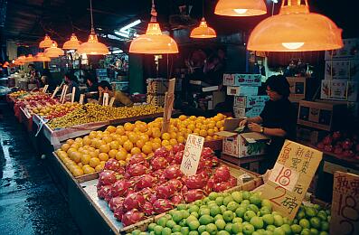 Kowloon - auf dem Obst- und Gemüsemarkt im Stadtteil Mong Kok