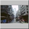 Hong Kong Island -  Blick von der Tram (Des Voeux Road West, dahinter The Westpoint Hochhaus im Stadtteil Sai Ying Pun)