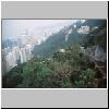 Hong Kong Island -  Blick vom Victoria Tower Richtung Osten auf die Skyline von Hongkong, rechts Gleise der Peak Tram