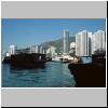 Hong Kong Island - Aberdeen, Hochhäuser an der Küste, vorne Hausboote