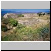 Monte Alban - Blick von der südlichen Plattform nach Nordwesten (u.a. Monticulo M, Gebäude der Tänzer, System IV)