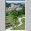 Palenque - Blick vom Kreuztempel aus auf den Gran Palacio mit seinem Turm