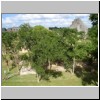 Uxmal - Blick auf den nördlichen Teil der archäolog. Zone von der Plattform mit dem Palast des Gouverneurs aus: hinten links das Haus der Nonnen, hinten rechts die Pyramide des Wahrsagers