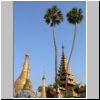 Yangon - Shwedagon Pagode, Pagoden und Türme nördlich des Zentralstupas
