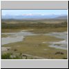 Patagonien - Salzseen an der Route Nr. 55 ca. 15 km vor dem Ort Lago Blanco, im Hintergrund die Andenkette an der Grenze nach Chile