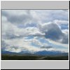 Fahrt in den Torres del Paine Nationalpark - am Horizont das Bergmassiv