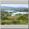 Torres del Paine NP - Blick nach Süden auf den Lago Pehoé vom Standort in der Nähe des Salto Grande Wasserfalls