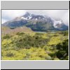 Torres del Paine NP - Wanderung von Salto Grando Wasserfall entlang des Ufers des Lago Nordenskjöld Richtung Cuernos-Gipfel