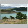 Torres del Paine NP - Wanderung von Salto Grando Wasserfall entlang des Ufers des Lago Nordenskjöld Richtung Cuernos-Gipfel