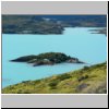 Torres del Paine - Wanderung vom Campingplatz Pehoé zum Aussichtspunkt Mirador Condor, Blick auf den Lago Pehoé