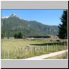 unterwegs auf der Carretera Austral zwischen Puerto Aisen und Puyuhuapi, kleiner Ort Manihuales, im Hintergrund eine Rodeo-Arena