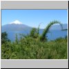 unterwegs nach Petrohue entlang des Südufers des Lago Llanquihue, im Hintergrund Vulkan Osorno