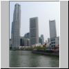 Blick von der Elgin Bridge auf den Singapore River, Boat Quay und die Hochh&auml;user im Central Business District