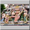 Little India - hinduistischer Sri Veeramakaliamman Tempel, Dachdekorationen
