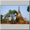 Ayutthaya - Ruinen des ehem. K&ouml;nigstempels Wat Phra Si San Phet, zerfallene und verwitterte Ziegel-Chedis